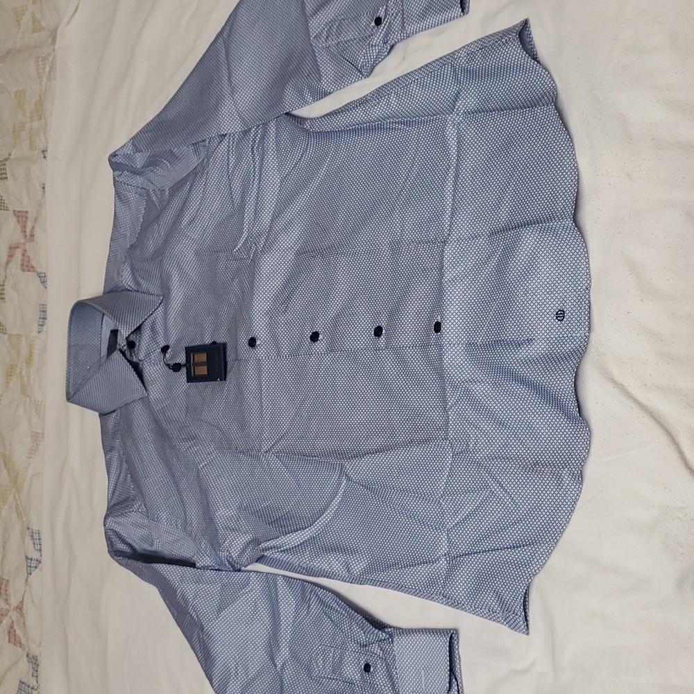 David Donahue Men's Long Sleeve Dress Shirt in Navy Size 16X32 - NWT MSRP $155